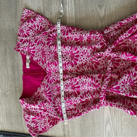 Loft Pink Eyelet Lace Cotton Tie Waist Midi Dress 8P - Picture 12 of 13